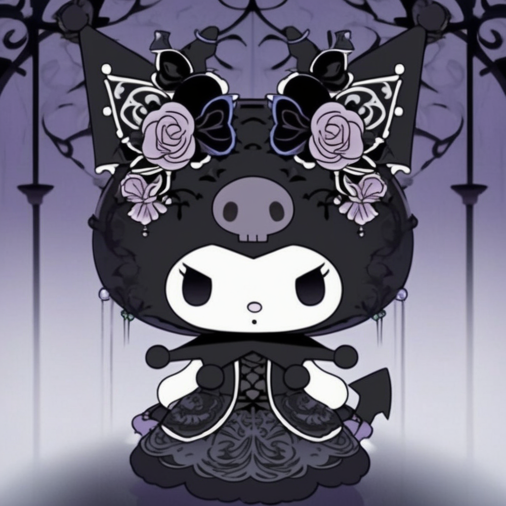Gothic style Kuromi,  <lora:kuromi:1> kuromix . Dark, mysterious, haunting, dramatic, ornate, detailed