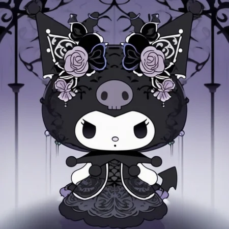 Gothic style Kuromi,  <lora:kuromi:1> kuromix . Dark, mysterious, haunting, dramatic, ornate, detailed