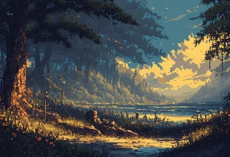 Lift your head up darling and look around you and try and see the beauty in what surrounds you. Because maybe your dreams are just not that far away and who am I to be telling you to stay?
ultra quality, d3p1x3l, pixel art, scenery