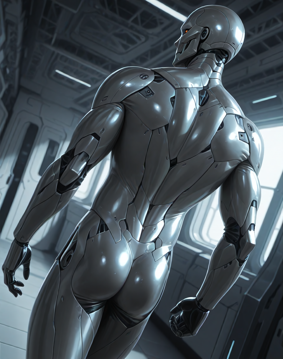 <lora:T_3000_(Terminator)_(Illustrious)_(AD):1> T 3000, muscular, robot, 
((
interior, science fiction, 
dutch angle, dynamic action, male focus, solo, fully armored, villain, sexy male physique, solo, powerful, superiority, back muscular, 
)),
BREAK: very awe, aesthetically pleasing, masterpiece, best quality, amazing quality, very aesthetic, depth of field, absurd details, depth of field, atmospheric rendering, natural shading, soft shading, 
BREAK: lazympos, lazypos (3),