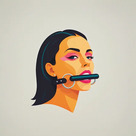 (vector illustration, lineart, stylized art, flat color, logo, icon:1.5), ch, (white background: 1.6), black hair, a beautiful woman, bitgag