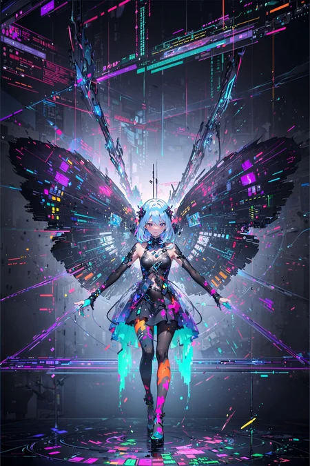 (((masterpiece, detailed:1.3))), virtual, disintegration, wireframe, rgb, translucent, transparent, reflection
