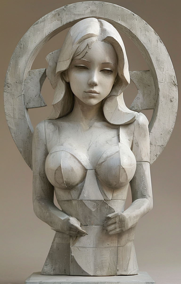 masterpiece,best quality,<lora:tbh133-sdxl:1>,idolmaster cinderella girls,drawing,style of Raymond Duchamp-Villon,sculpture,
