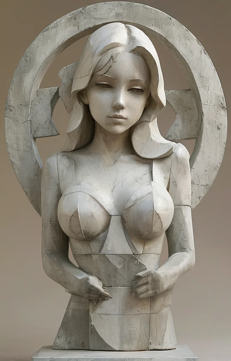masterpiece,best quality,<lora:tbh133-sdxl:1>,idolmaster cinderella girls,drawing,style of Raymond Duchamp-Villon,sculpture,