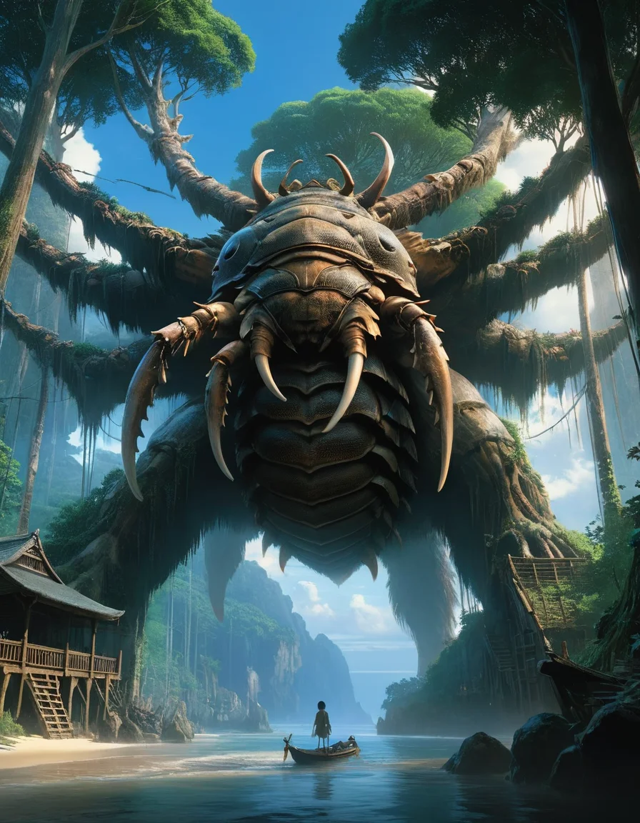 low angle shot of a Giant (ral-anmlsktn:1.1) , stylized by Waterhouse, John Constable, Ed Blinkey, Atey Ghailan, Studio Ghibli, Jeremy Mann, Greg Manchess, Antonio Moro and makoto shinkai, Cosy, atmospheric perspective, cinematic, masterpiece, <lora:ral-anmlsktn-sdxl-v3-000006:1>, stunning, full color, modified, very inspirational, ambient