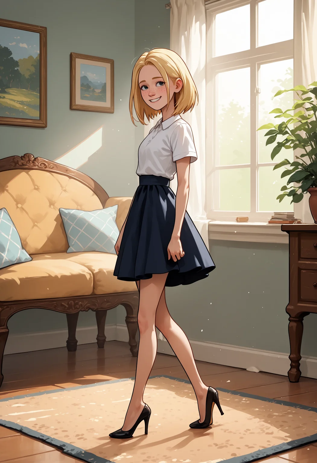score_9, score_8_up, score_7_up, score_6_up, score_5_up, 1girl, solo, full body,
<lora:Nora (Storybooth):0.9> Nora_Storybooth, blonde hair, medium hair, freckles, smile,
high heels,
indoors, detailed background,
<lora:Expressive_H:0.7> Expressiveh,
<lora:add-detail-xl:0.9>
<lora:light:1> neolight
