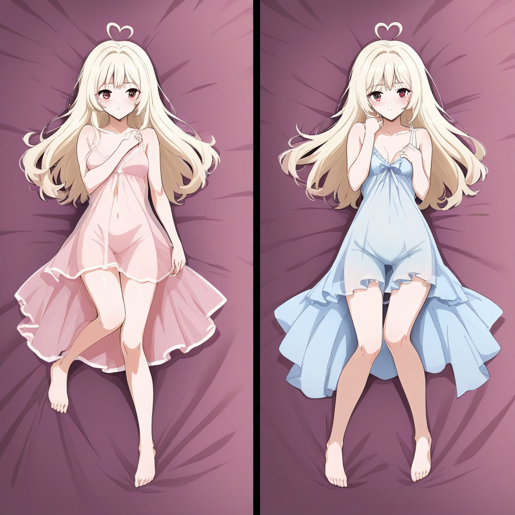 3v4ngl13, on bed, nightgown, dakimakura (medium), body pillow cover,