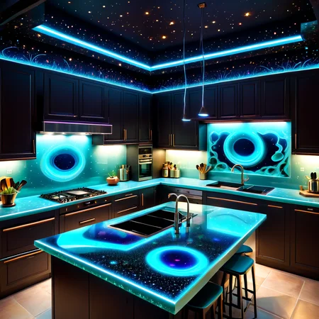 detailed, realistic, 8k uhd, high quality, masterpiece, An epic photo of kitchen <lora:Biolumins v1:0.7>