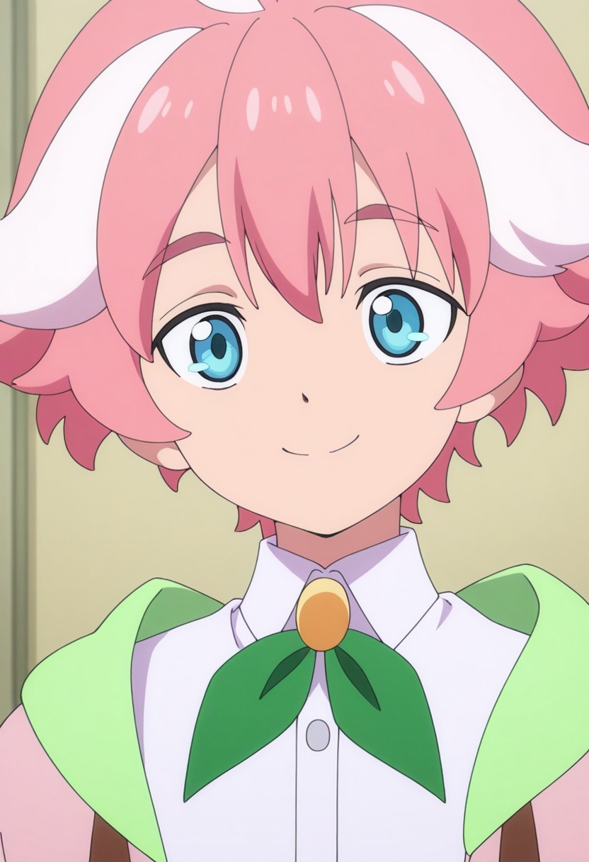 masterpiece,best quality,amazing quality, source_anime,
ItsukiMitsutagawa, 1boy, male focus, solo, blue eyes, multicolored hair, pink hair, white hair, shirt, white shirt, collared shirt, ribbon, neck ribbon, green ribbon, jacket, pink jacket, hood, green hood, smile, portrait,