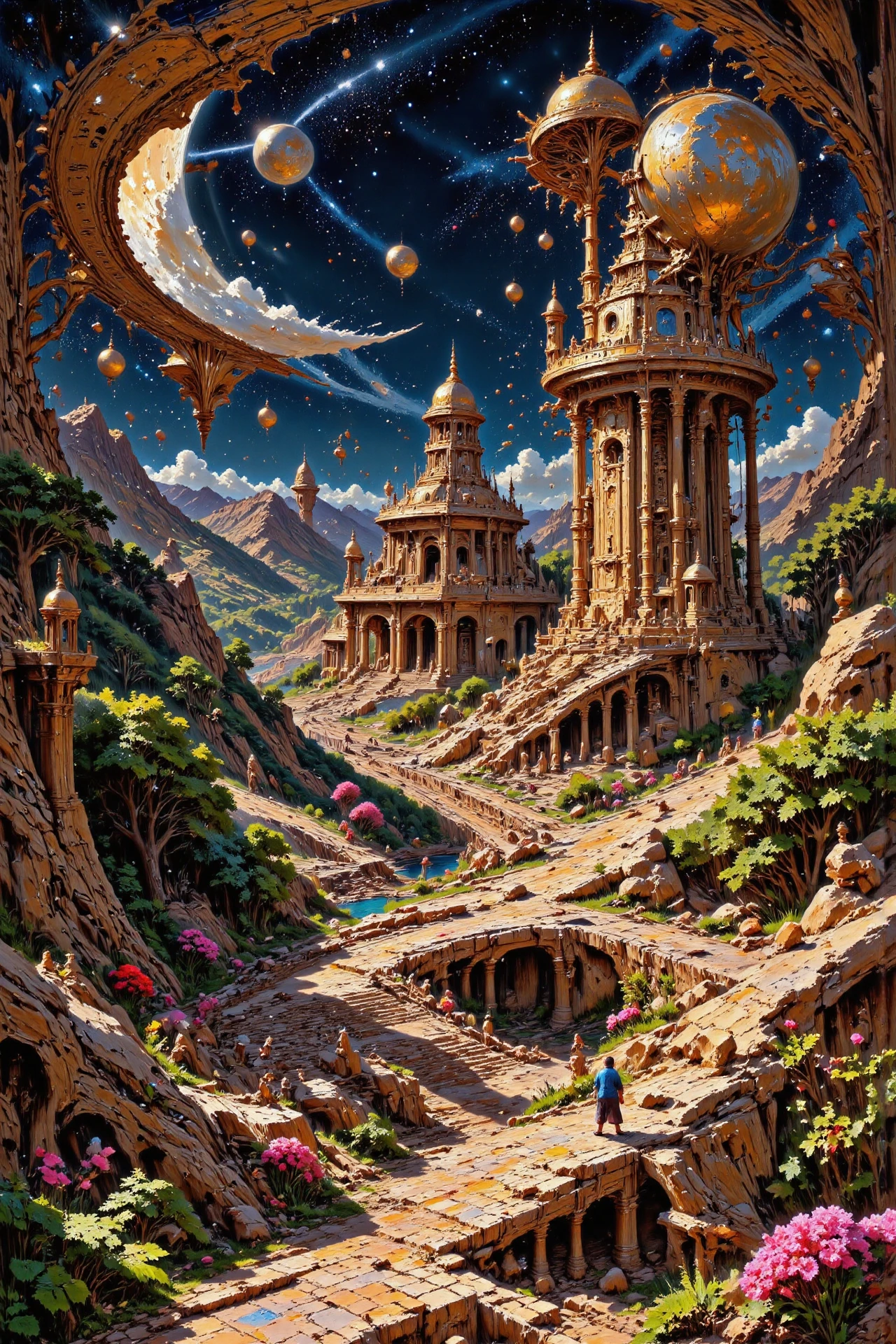 (space station),  beautiful (Omani) fantasy landscape,  day, woman, intricate, very detailed, sharp, colorful, <lora:Hand v2:1> <lora:Anti-Blur:1> <lora:Insane Detail Slider:0.5>   <lora:Flux.1_Turbo_Detailer:0.6> <lora:flux-photo-transparent_Alpha_1.0:0.8> <lora:flux.1_lora_flyway_Epic-detail_v2:0.6> <lora:Painterly01b_CE_FLUX_AIT:0.8> pntrlyCE_style, <lora:VividlySurreal:0.8>, <lora:FluxMythP0rtr4itStyle:0.8> mythp0rt