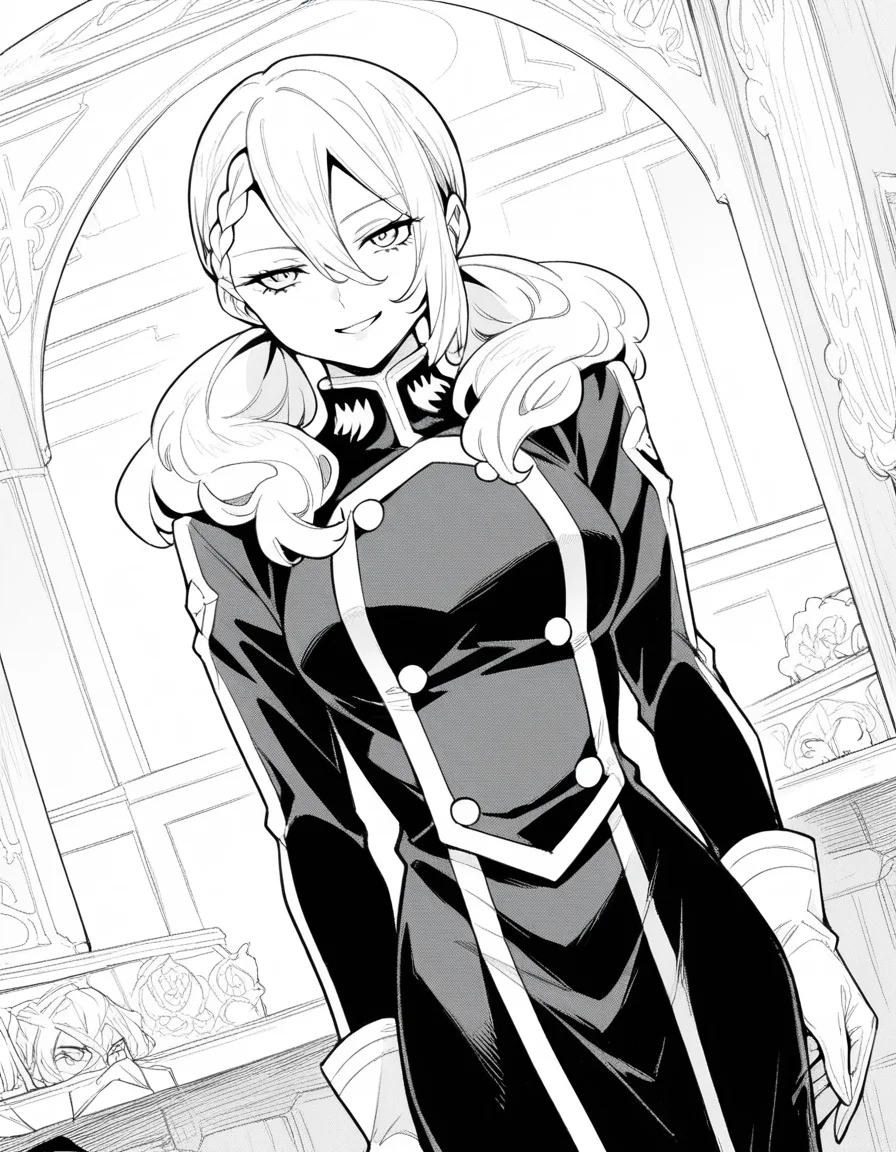 score_9, score_8_up, score_7_up, source_anime, <lora:varvara-pilipenko-manga-ponyxl-lora-nochekaiser:1>, varvara pilipenko, greyscale, monochrome, long hair, hair between eyes, braid, twintails,, gloves, uniform, military, military uniform, museum, exhibits, art, history, visitors, , <lora:seductive-smile-ponyxl-lora-nochekaiser:1>, seductive smile, come hither, naughty face,, looking at viewer, solo,, dutch angle, cowboy shot