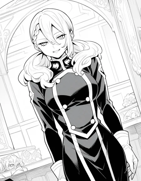score_9, score_8_up, score_7_up, source_anime, <lora:varvara-pilipenko-manga-ponyxl-lora-nochekaiser:1>, varvara pilipenko, greyscale, monochrome, long hair, hair between eyes, braid, twintails,, gloves, uniform, military, military uniform, museum, exhibits, art, history, visitors, , <lora:seductive-smile-ponyxl-lora-nochekaiser:1>, seductive smile, come hither, naughty face,, looking at viewer, solo,, dutch angle, cowboy shot