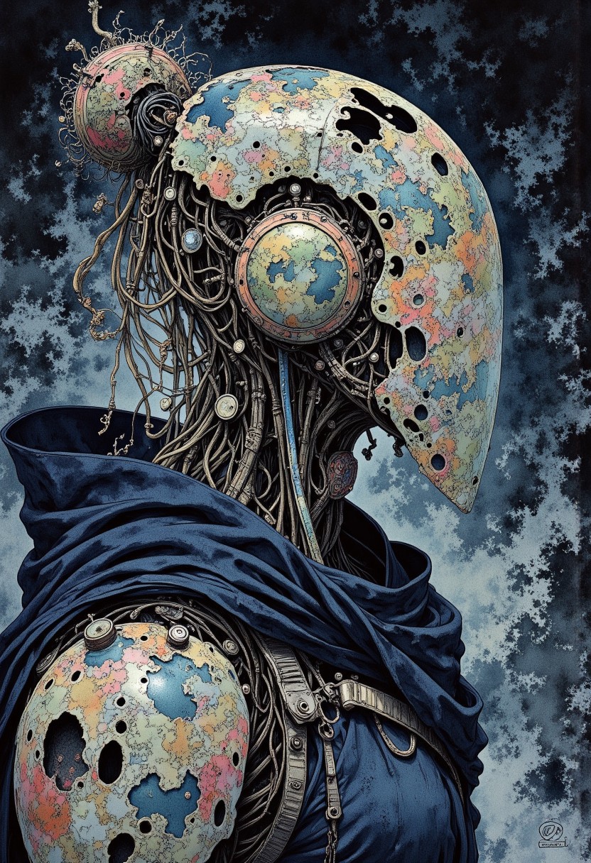 Studio Ghibli Dark Fairytale, cpstyle, intricate cyborg Portrait