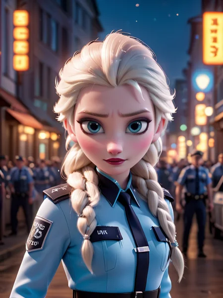 cinematic photo elsa, police uniform<lora:add-detail-xl:1> <lora:princess_xl_v2:0.8>, . 35mm photograph, film, bokeh, professional, 4k, highly detailed