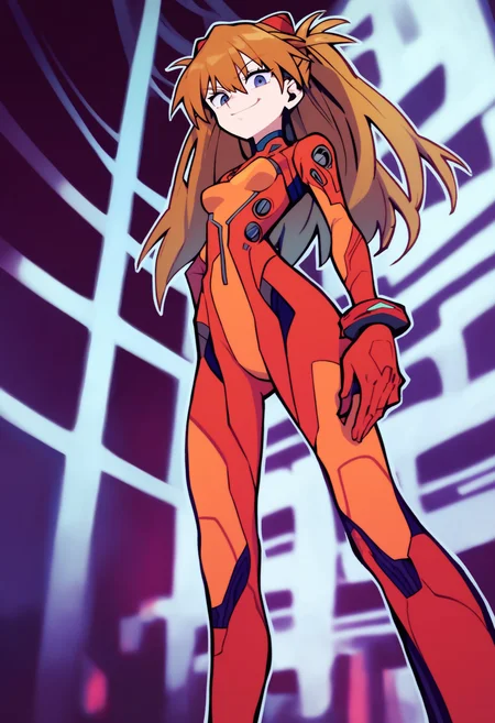 score_9, score_8_up, score_7_up, black outline, BREAK,
1girl, asuka langley, red plugsuit, standing, smug, looking at viewer, futuristic background, neon light , buildings, night <lora:TwewyXL_byKonan:1>