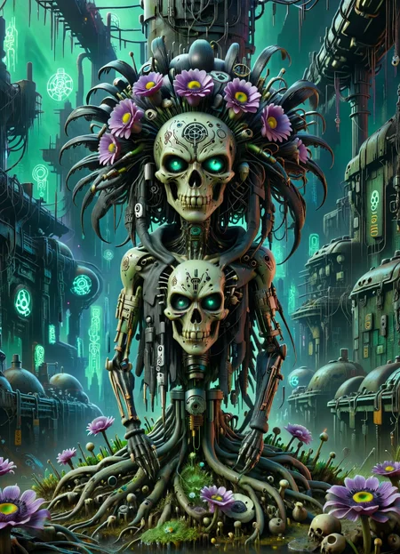 DonM50u13ff1g13XL cyberpunk metropolis, anemone,bog <lora:DonM50u13ff1g13XL:1>