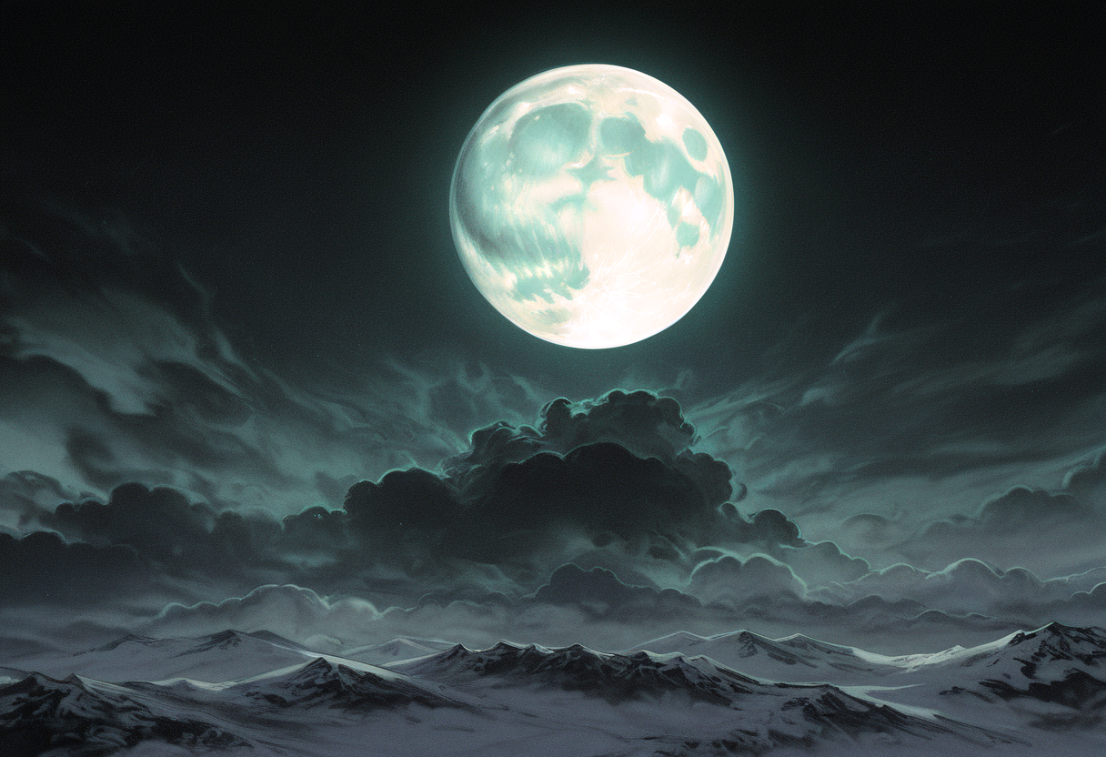 HDR, 8K, high contrast, masterpiece, best quality, amazing quality, very aesthetic, high contrast vivid white green multicolored multiple colors clouds sky surreal liquid_marbling_background, abstract, surreal sketch lineart (small full moon:1)