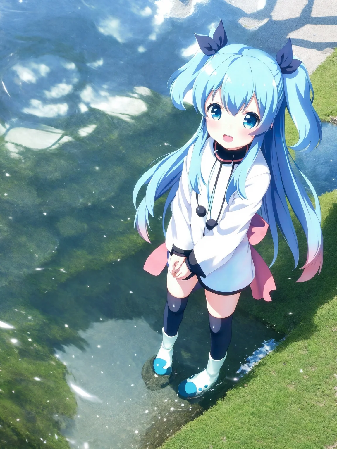 (noel-sora-no-method),realistic photo, detailed illustration, small kid, lake shore, standing, bokeh <lora:noel-576:0.7>