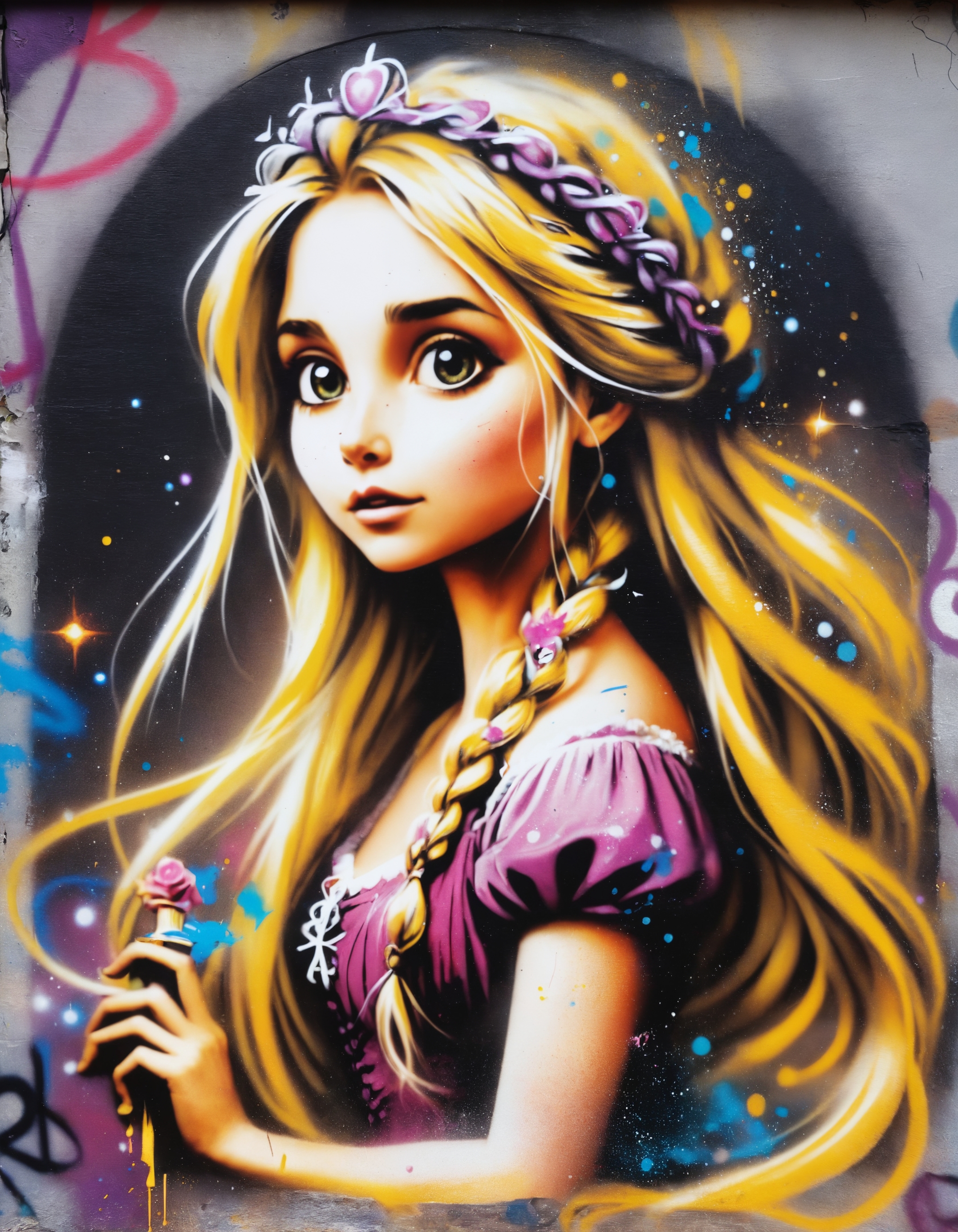 zavy-fzzgrfft, grafftiti of rapunzel,