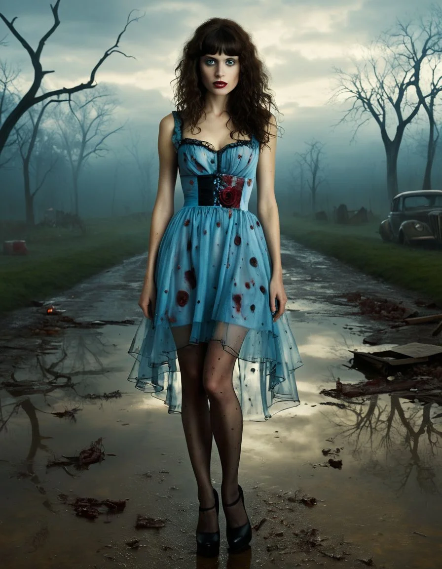 full body, very sexy, Alice in Zombieland, transparent dress, by tim burton , masterpiece, epic, extra detailed background, trending on ArtStation <lora:add-detail-xl:1.2>,  easynegative