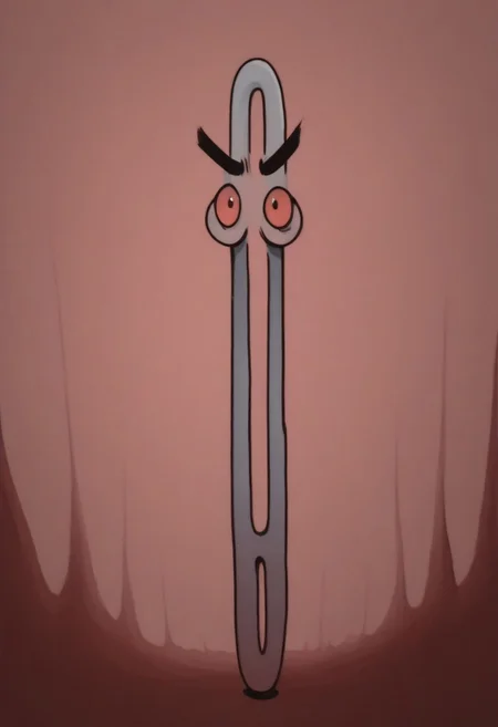 masterpiece, best quality, cl1ppy, solo, pokemon (creature), angry, v-shaped eyebrows, hell background, devil horns, devil tail
