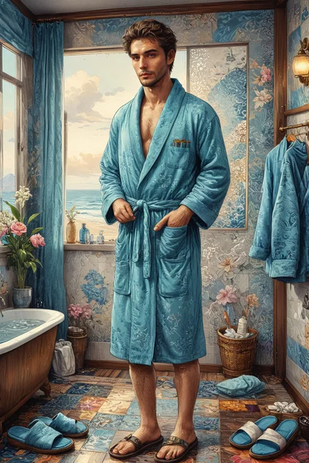 VIP club, everyone in stylish outfits, one person in a bathrobe and slippers, relaxed
(masterpiece, award winning artwork)
many details, extreme detailed, full of details,
Wide range of colors, high Dynamic
<lora:xl_more_art-full_v1:0.65>
<lora:InkArtXL_1.2:0.8> ink art, line art
<lora:EldritchMixIllustration_1.0:0.25>
<lora:xray:0.21>