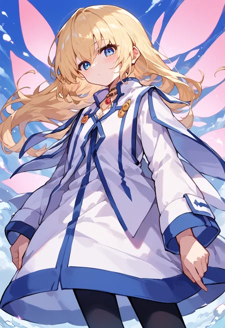 score_9,score_8_up,score_7_up,source_anime,zPDXL,
*//*,1girl,blonde hair,long hair,blue eyes,black pantyhose,white dress,pink wings,<lora:ColetteBrunel:1>,
looking at viewer,cowboy shot,dutch angle,dynamic pose,