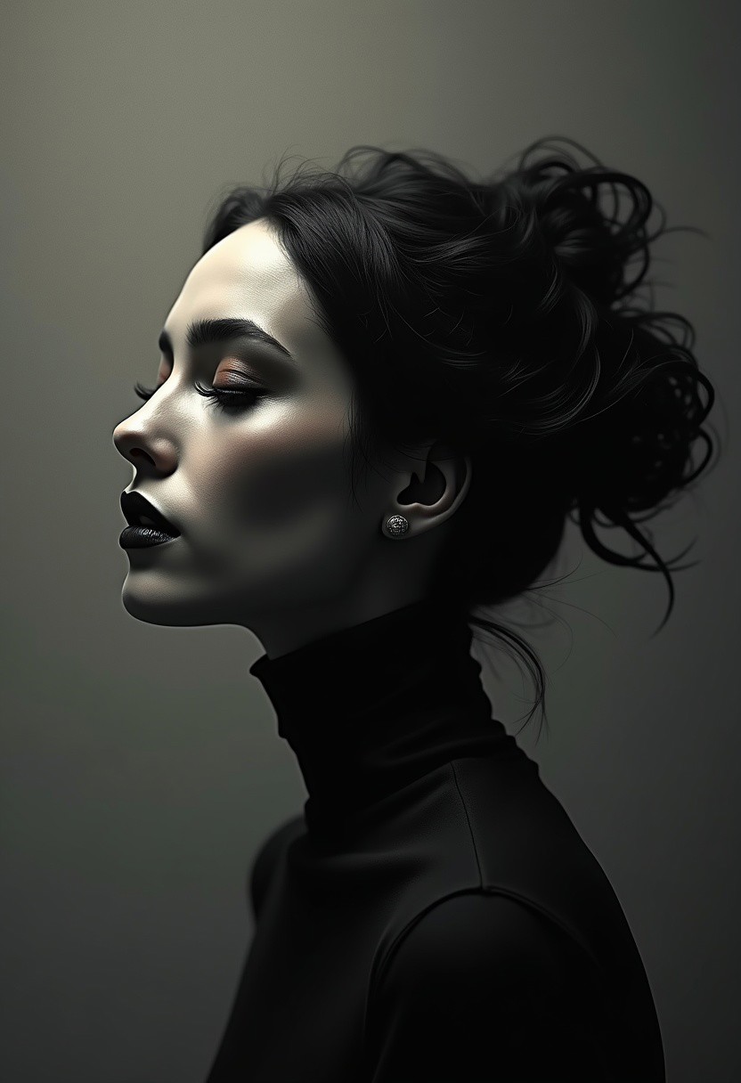 gillespie algorithm, vosviewer, girl, minimalism, mysticism, background gaussian blur, transparency gradient, soot gradient, polarization visualization, side light