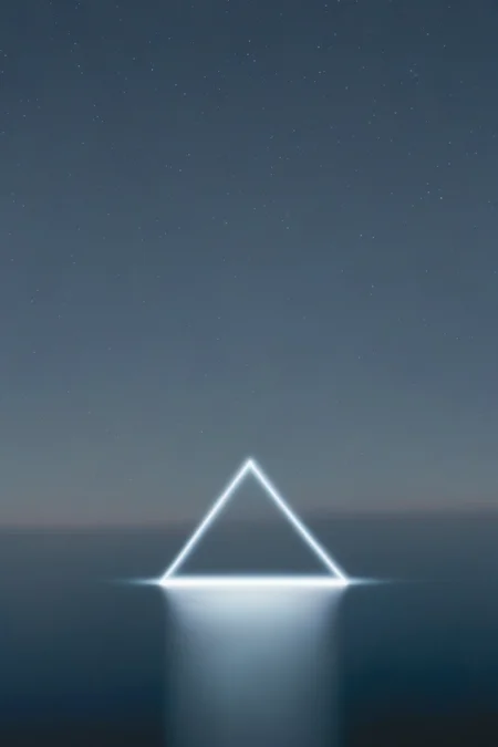<lora:Photographer Reuben Wu Style:1>Photographer Reuben Wu Style - a star filled sky over the ocean with a light triangle in the middle of it
