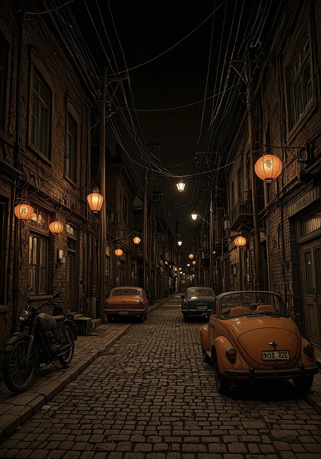(((ultra detailed, masterpiece, high quality, )))
,
((( Nicialmb2, outdoors, scenery, building, night, dark, road, street, alley, city,))
,
((( Window, lamppost, lantern, ground vehicle, motor vehicle, car, power lines, )))
,
((( )))
,
((( )))
,
((( )))
,
((( )))
,
((( )))