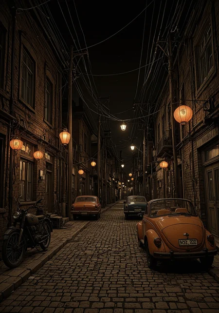 (((ultra detailed, masterpiece, high quality, )))
,
((( Nicialmb2, outdoors, scenery, building, night, dark, road, street, alley, city,))
,
((( Window, lamppost, lantern, ground vehicle, motor vehicle, car, power lines, )))
,
((( )))
,
((( )))
,
((( )))
,
((( )))
,
((( )))