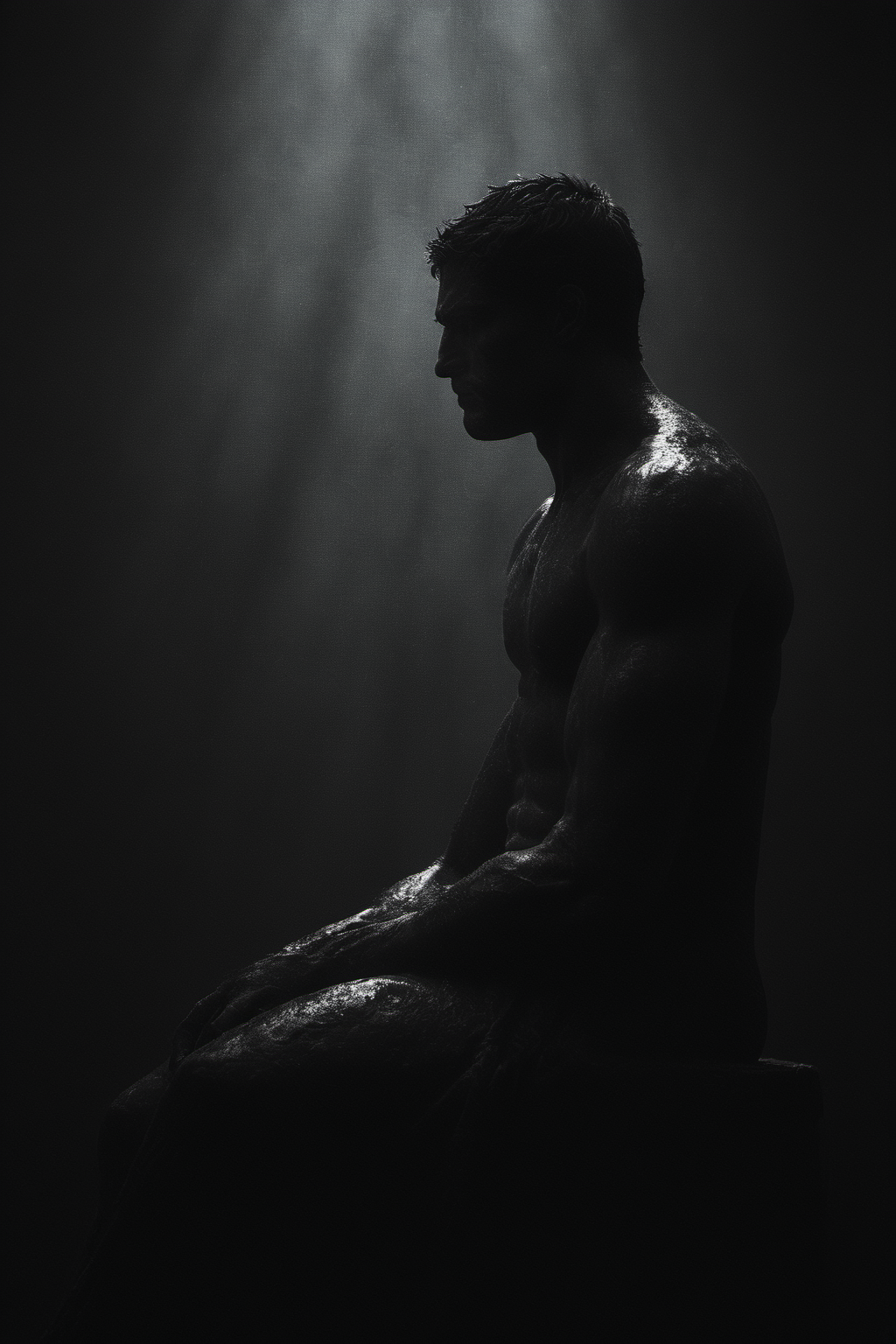 cinematic photo dark photo of Boxer in Repose Greek Bronze Sculpture, <lora:Into_Darkness:1.0>, 35mm cinematic , film, bokeh, professional, 4k, highly detailed, 35mm photograph, film, bokeh, professional, 4k, highly detailed