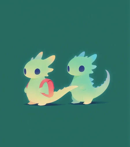 masterpiece, best quality, amazing quality, <lora:Soft_glow_buns:0.8> s0ftgl0w, minimalism, Croc, small, reptilian, green, backpack, no clothes, masterpiece, best quality, amazing quality