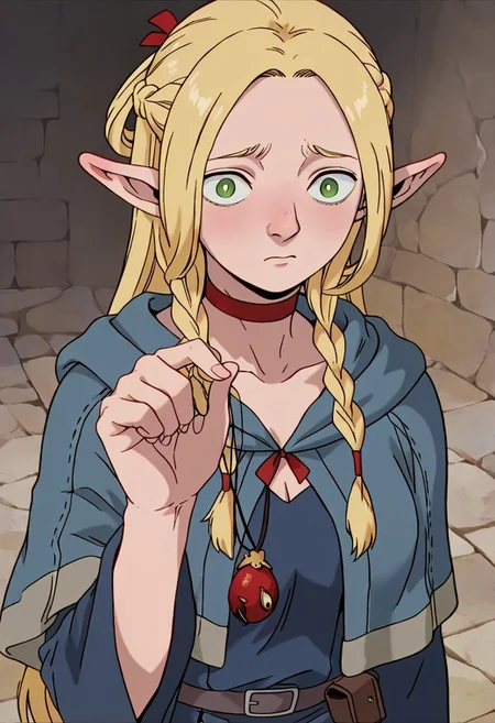 masterpiece, best quality, newest, absurdres, highres,
anime, anime style, berserk
BBH/EOK-V1.0-base, behelit, jewelry, holding jewelry, holding, holding behelit,
BREAK
1girl, marcille_donato, \(dungeon meshi\), choker, braid, blue dress, blonde hair, red choker,