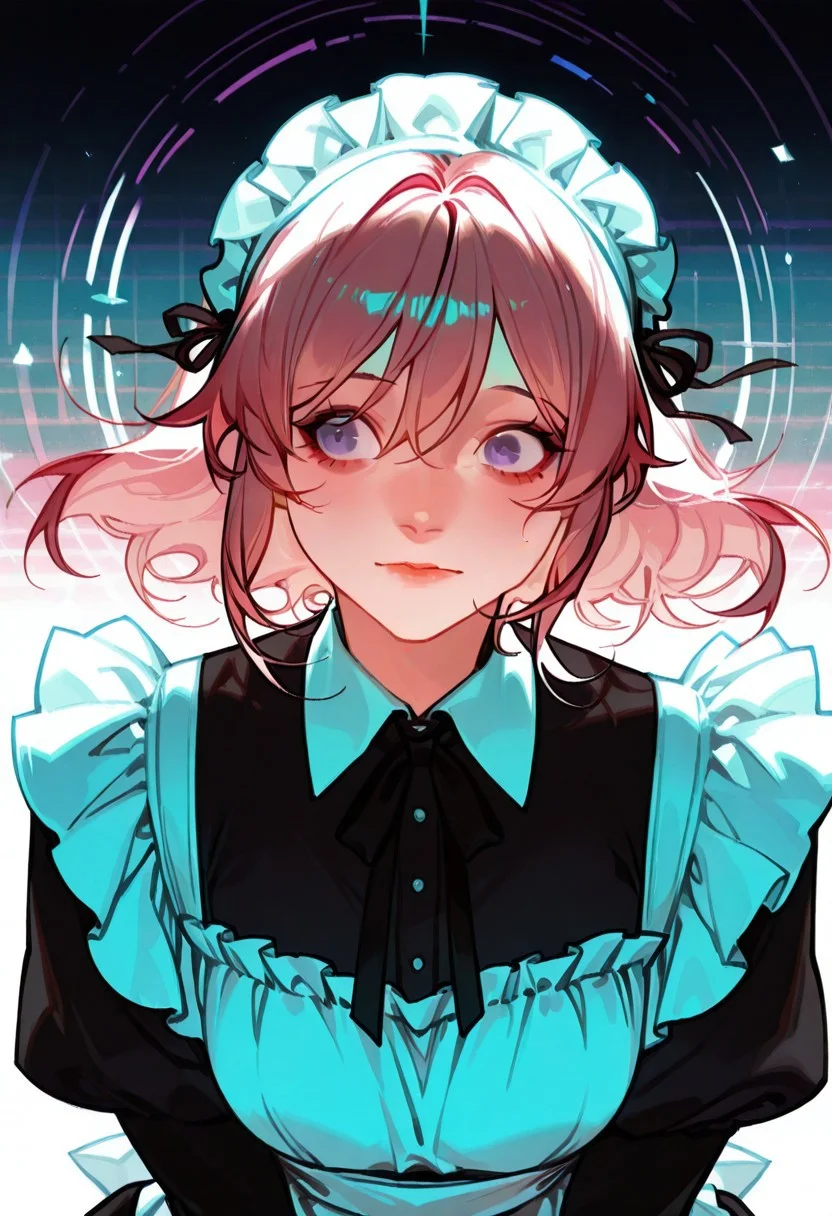 best quality, detailed face, detailed eyes, , , 
by kp, wwdenslow
masterpiece, best quality, very aesthetic, absurdres, safe, best_quality, detailed, masterpiece, very_aesthetic, absurdres, rating:safe, modare, qiandaiyiyu
BREAK
by luoman19921, by nishikujic, kawacy,  ,  by chengongzi123, bbybluemochi, mulihaohao,
\
(masterwork, masterpiece, best quality, hyper-detailed, 8k uhd:1.4) 1girl, CivChan, hologram, pink hair, purple eyes, maid uniform, <lora:CivChan:0.9> quality: masterpiece, extremely aesthetic, highly detailed, dynamic composition, vibrant colors, vivid colors, saturated
