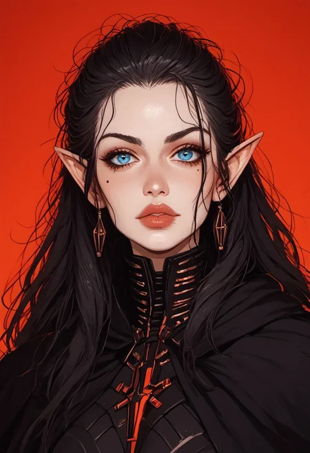 score_9, score_8_up, score_8, ((full-body portrait)), Science Fiction, Star Wars, perfecteyes, ultra detailed, high resolution, high quality, masterpiece, intricate details, intricate body, intricate landscape, knva, Expressiveh, European Instagram Model, upper body shot, low light, dungeon, ruins, green glow, red background, ard3nSW
BREAK
1girl, source_cartoon, mature female, Elf, pointed ears, beautiful, 30 years old, yvraine, long hair, jewelry, very long hair, earrings, pointy ears, <lora:Darth Revan PONY v1.0:1>, (mole above lips, mole under eye), 7-darthrevan, 1girl, beautiful, (black hair), messy hair, blue eyes, pale skin, full lips, french, black cloak, armor, belt, skirt, boots, looking at viewer,