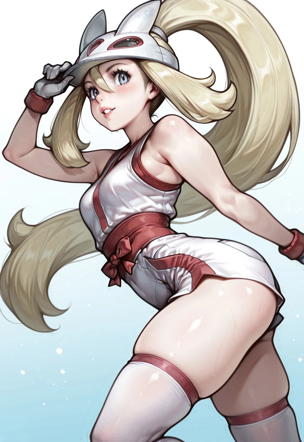aipd,safe_pos, masterpiece, best quality, 32k, high resolution, absurdres, HD32k, masterpiece, extremely detailed, 1girl, perfectly composed, clear, highres, solo,skindentation, sexy,dynamic pose,korrina/(pokemon/)