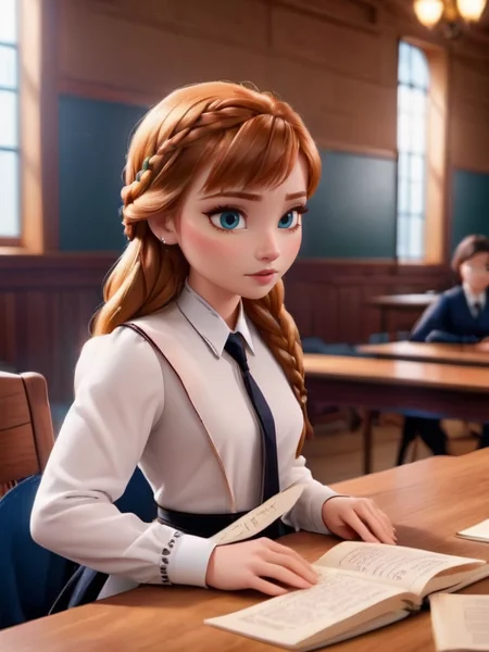 cinematic photo anna in school,<lora:add-detail-xl:1> <lora:princess_xl_v2:0.9>, . 35mm photograph, film, bokeh, professional, 4k, highly detailed