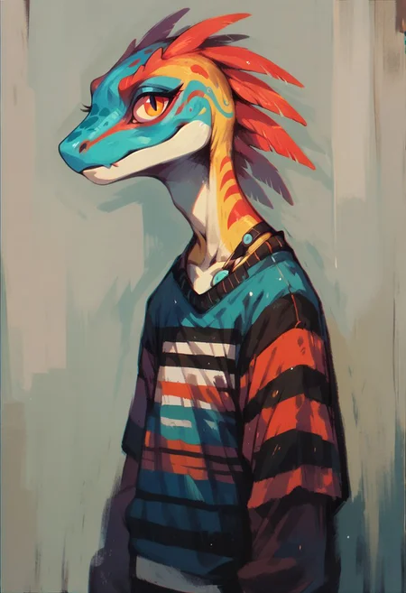 score_9, score_8_up, score_7_up, score_6_up, colourful anthropomorphic lizard