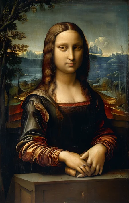 masterpiece,best quality,<lora:tbh191-sdxl:0.9>,illustration,style of Leonardo da Vinci,Mona Lisa,