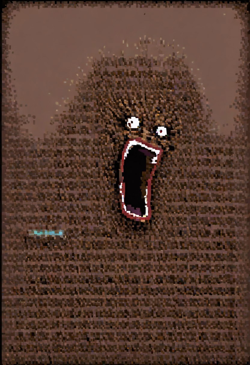 rating_safe,pixel, commodore,shoopdawoop,laser,red lips,crazy eyes,open mouth,dungeon,brick wall