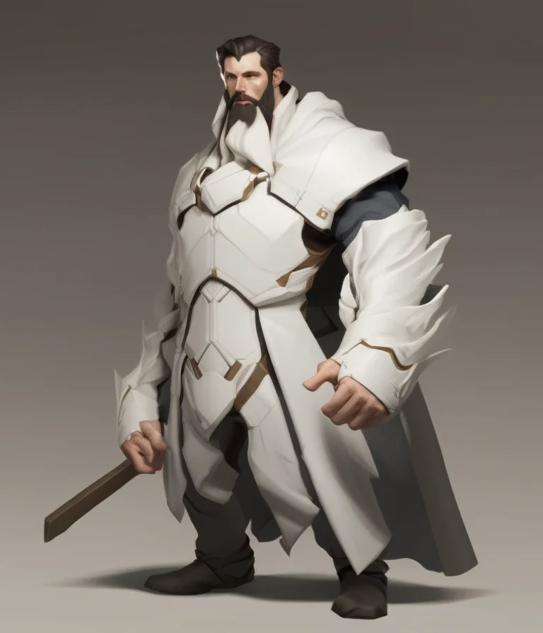 CharHelper, anime, Digital painting, white knight, hero, handsome man with beard, gorgeous hazel eyes, sci fi, ((close-up)) character portrait, professional, artwork by loish, wlop, and shigeru miyamoto, sharp focus, masterpiece