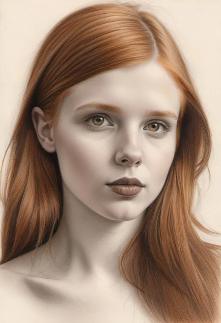 (((pencil drawing))), ((beautiful cute shy nude Icelandic girl)), ((short straight dark-ginger side-swept emo-cut hair with undercut)), ((pale skin)), (((upturned snub-nose))), ((dimples)), (((brown eyes))), (((small breasts))), (((breasts apart))), (((narrow hips))), (((lipstick))), ((mittens)), aurora, Intricate textures, (high detailed skin:1.7),