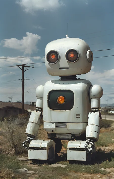 masterpiece,best quality,<lora:tbh157-sdxl:1>,illustration,style of Larry Sultan, portrait of robot