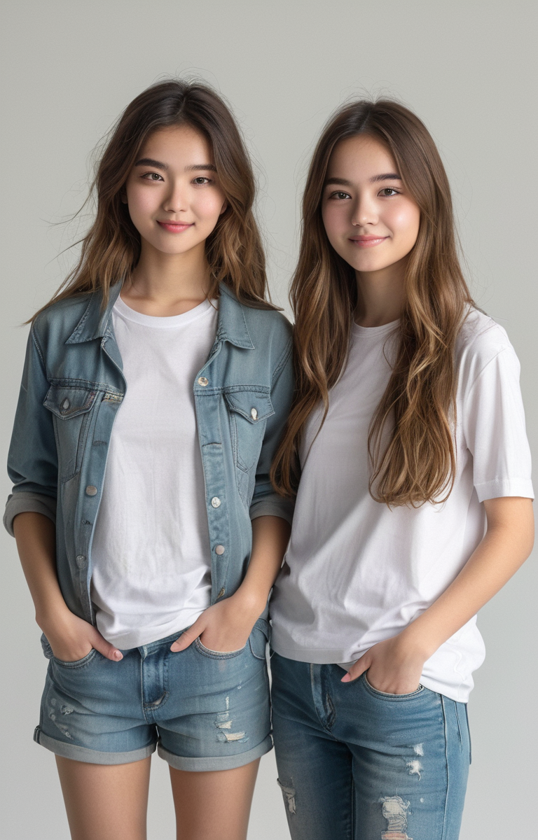 masterpiece,best quality,<lora:tbh69-sdxl:0.6>,illustration ,A style of two person group photo tech genius teenage girl