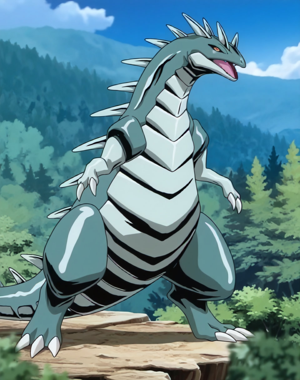 <lora:Metallisaur_(Shinzo)_(Illustrious)_(AD):1.35> Metallisaur, monster, Shinzo, 
exterior, vivid anime blue sky with detailed clouds, forest, 
dynamic action, monster, wide upper body, tail, thick thighs, thick body, male focus, ridged front body, ridged stomach, ridged chest, ridged neck, made of metal, short legs, end boss, 
BREAK: very awe, aesthetically pleasing, masterpiece, best quality, amazing quality, very aesthetic, perfect depth of field shot, 
masterpiece, best quality, amazing quality, very aesthetic, high resolution, ultra-detailed, absurdres, newest, scenery, {Prompt}, BREAK, detailed background, detailed hair, depth of field, volumetric lighting, 
BREAK: lazympos, lazypos (3),