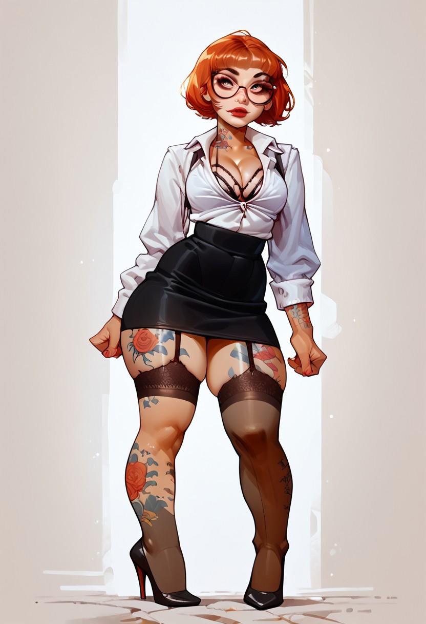 score_9, score_8_up, score_7_up, score_6_up, score_9, score_8_up, score_7_up, score_6_up, masterpiece,, perfect huge round butt, huge bubble butt, business_outfit, 1GIRL, SOLO,  GLASSES, THIGHHIGHS, SKIRT, BREASTS, HIGH HEELS, , GARTER STRAPS, UNDERWEAR, CLEAVAGE, TATTOO, SHIRT, LEG TATTOO, SHORT HAIR, LACE-TRIMMED LEGWEAR, BRA, WHITE SHIRT, 1GIRL, SOLO, GLASSES, THIGHHIGHS, SKIRT, BREASTS, HIGH HEELS,  GARTER STRAPS, UNDERWEAR, OFFICE LADY, CLEAVAGE, TATTOO, SHIRT,  SHORT HAIR, BRA, WHITE SHIRT, ground vehicle, next_to_car, business_outfit