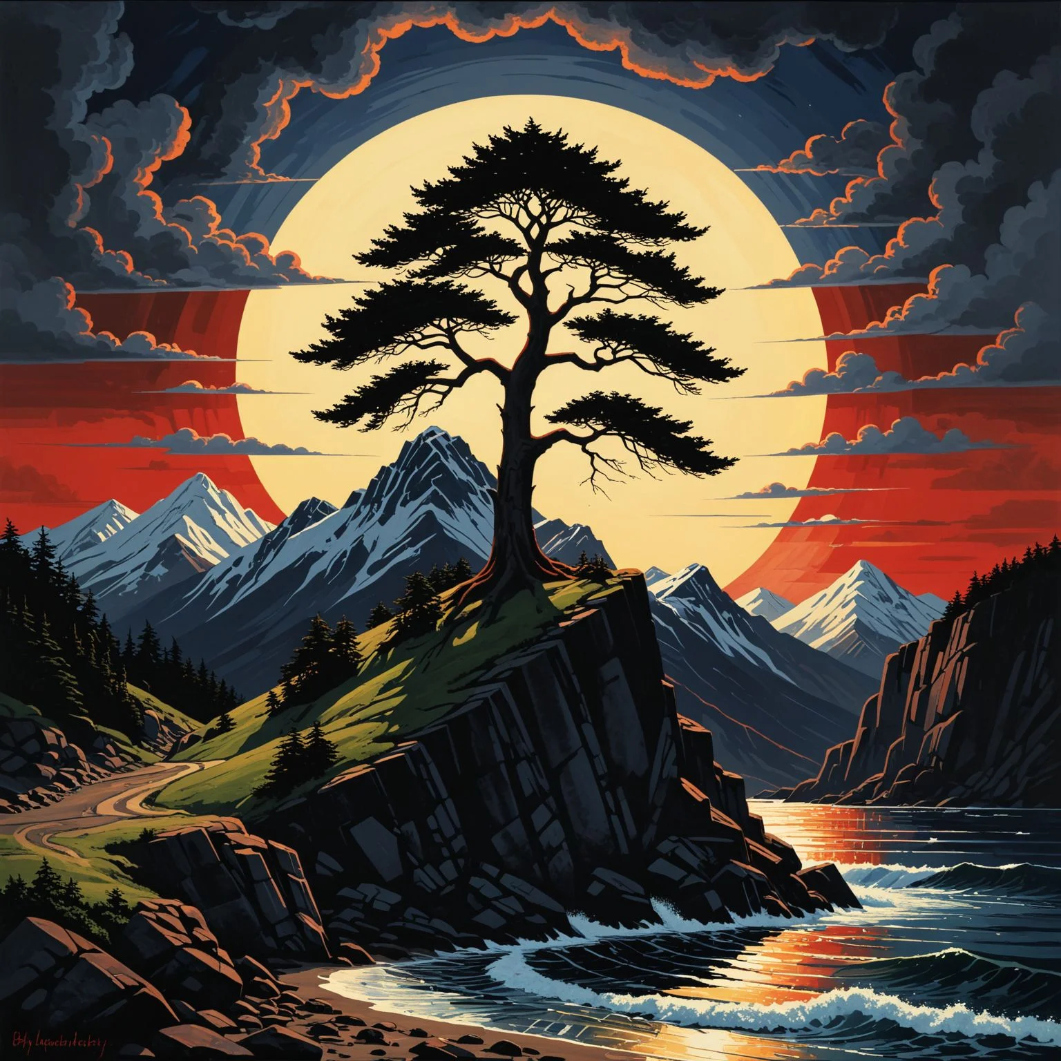 by Marsden Hartley and Stephen Hickman in the style of David Renshaw<lora:The_Pulp_Session:0.60>
