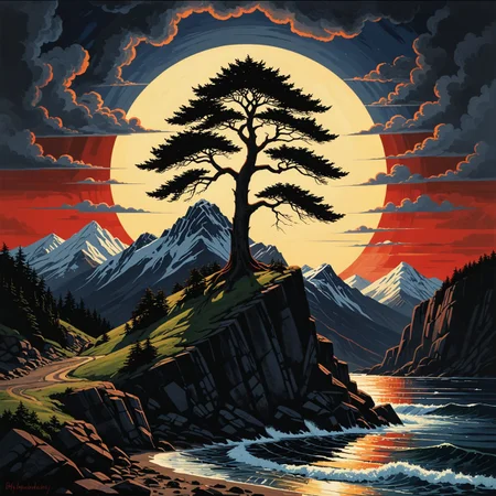 by Marsden Hartley and Stephen Hickman in the style of David Renshaw<lora:The_Pulp_Session:0.60>