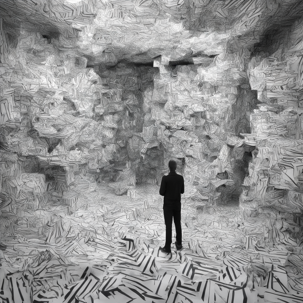 a portrait  of man in the unreal room, black and white line  <lora:neg4all_bdsqlsz_xl_V6:1>   <lora:SDXL_black_and_white_line_Sa_May:1>